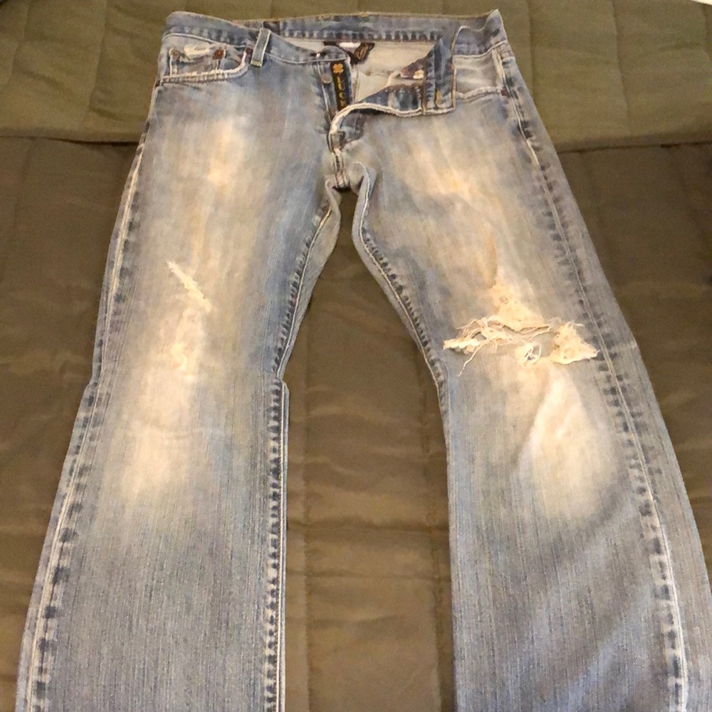 Lucky Brand Blue Slim Jeans with Distressed Details
